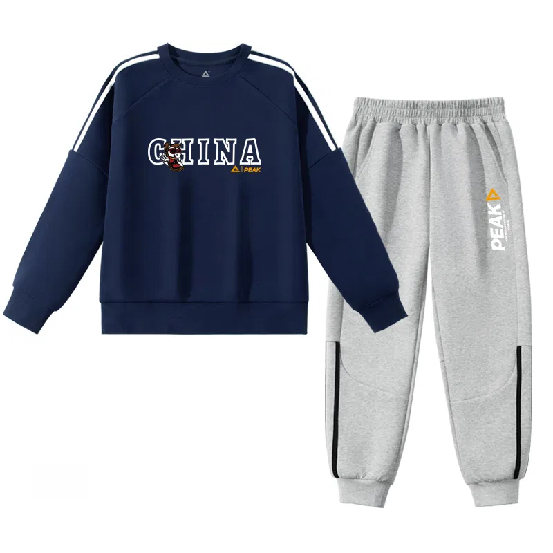 Спортивный костюм для детей PEAK Navy Blue/PK Skateboard Horse-Gray/PK Yellow White Logo K