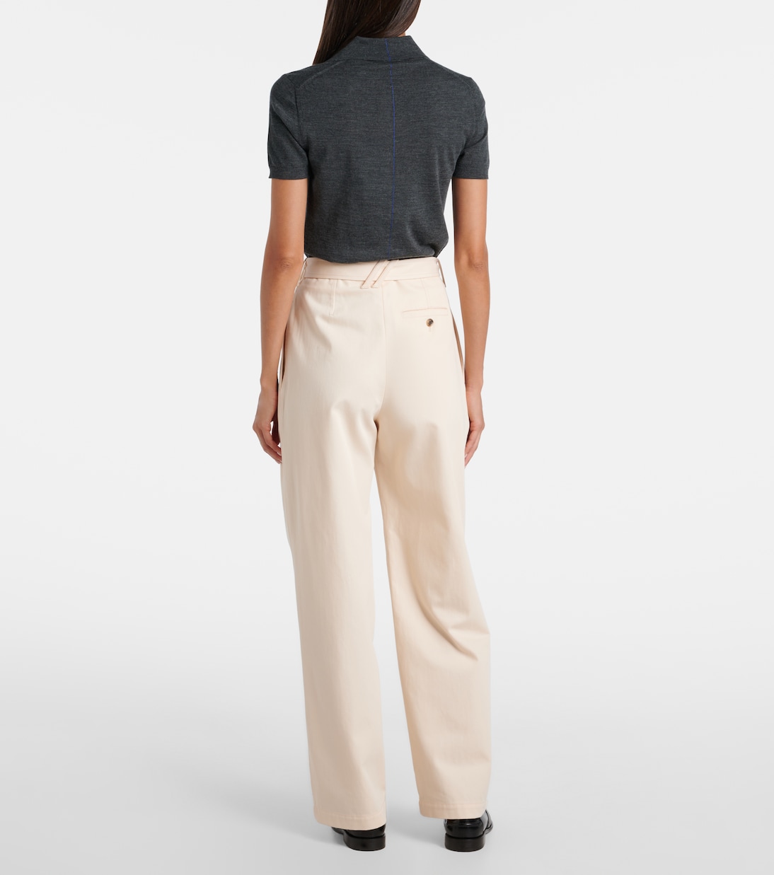 Брюки Burberry Lunar, зауженные, хлопковые, слоновая кость — фото 3
