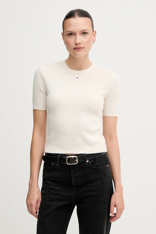 

Хлопковый свитер Tommy Jeans, бежевый