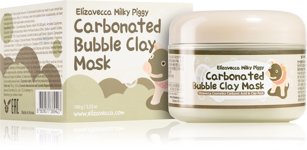 Маска для лица Elizavecca — Milky Piggy с газированной глиной и пузырьками, глубоко очищающая для проблемной кожи, 100 г — фото 2