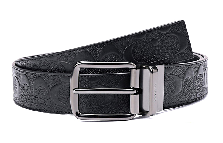 

COACH Кожаный мужской ремень черный шириной 3.5 см, Black