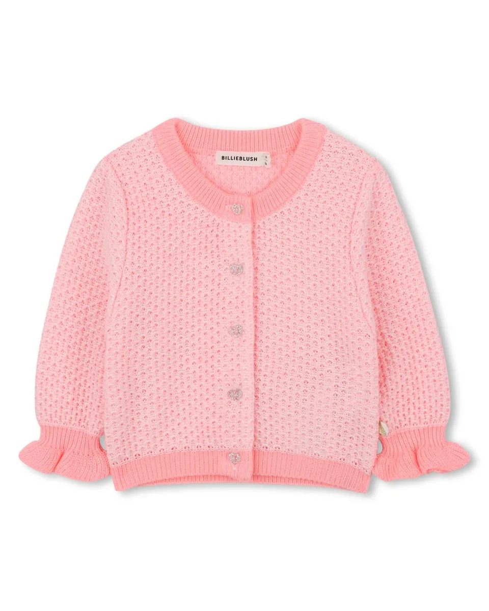 

Вязаная детская кофта с пуговицами в форме сердца Billieblush, светло-розовый
