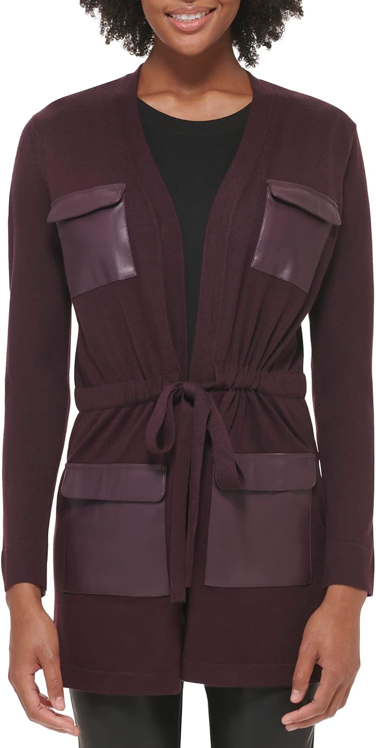 

Женский свитер-тренч Calvin Klein, длинный, акриловый, Aubergine