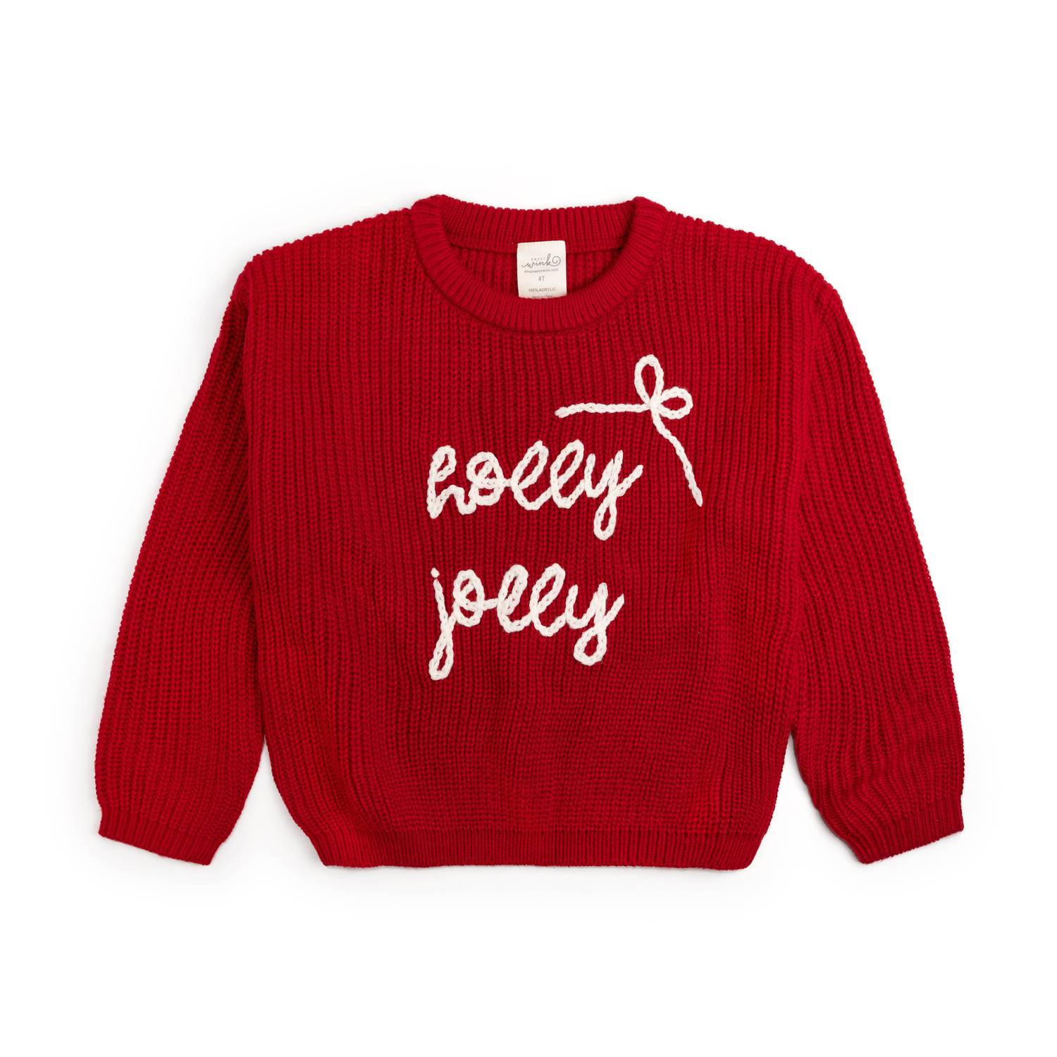 SWEET wink Детский свитер Holly Jolly Bow красного цвета с разноцветными бантами — фото 3