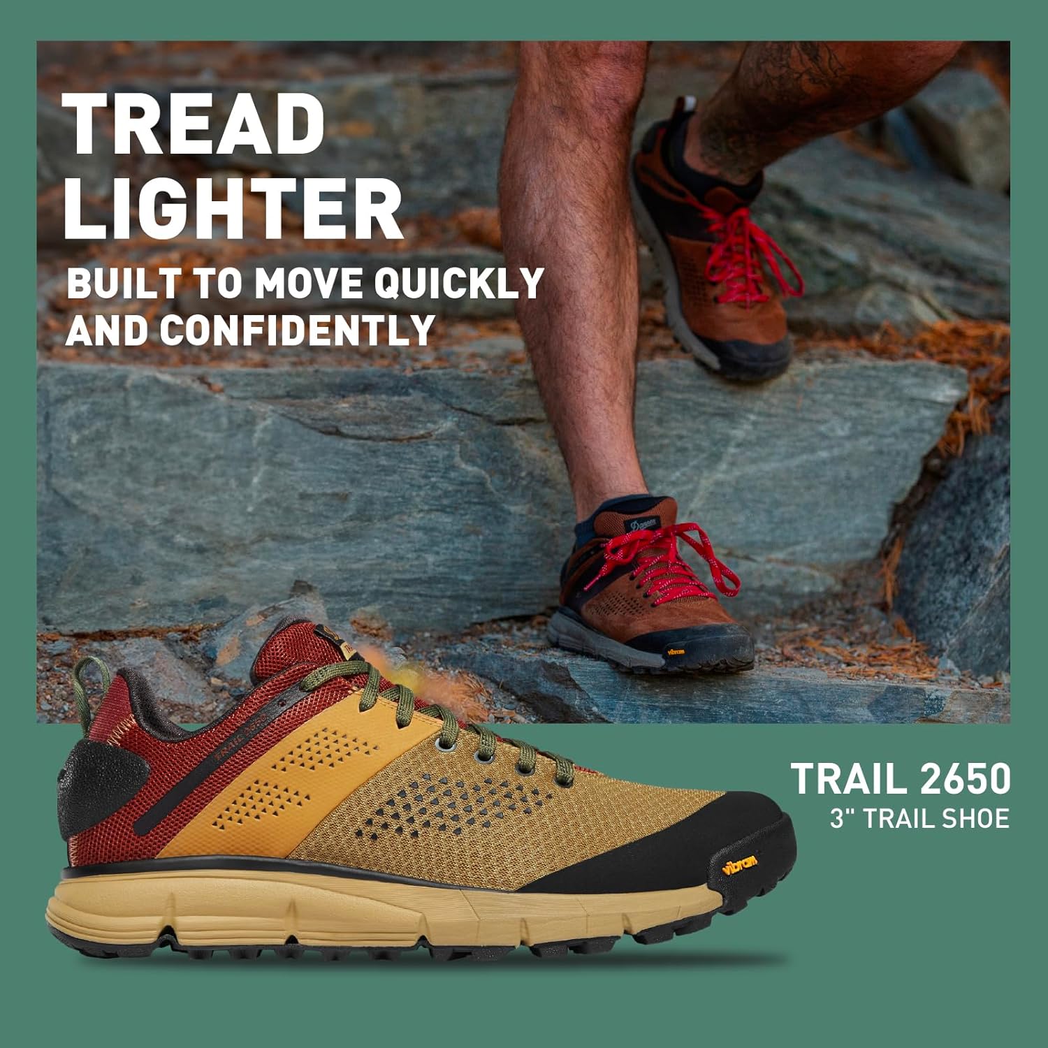 Мужские туристические ботинки Danner Trail 2650 - прочная замша, легкий текстиль с дышащей сетчатой подкладкой, стелька Ortholite и подошва Vibram для сцепления, 9 Painted Hills — фото 2