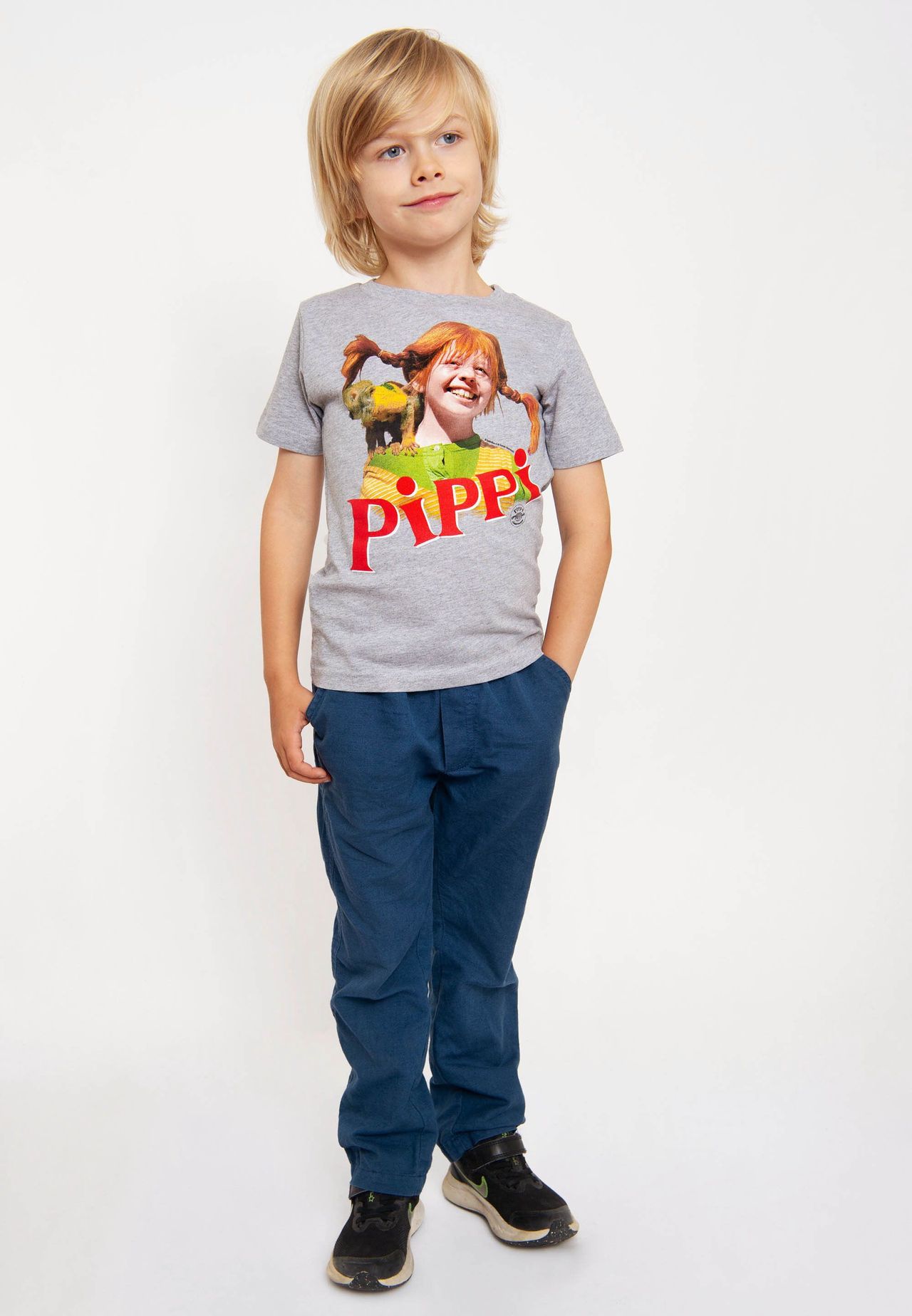 Футболка Organic Kids «Пеппи Длинныйчулок» - Mr Nilsson LOGOSHIRT, цвет Grey Melange — фото 2