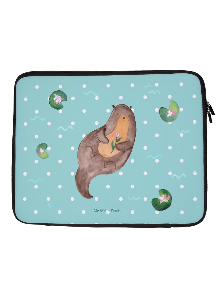 

Mr. & Mrs. Panda Сумка для ноутбука с изображением выдры и водяной лилии (без надписи) в бирюзовом пастельном цвете