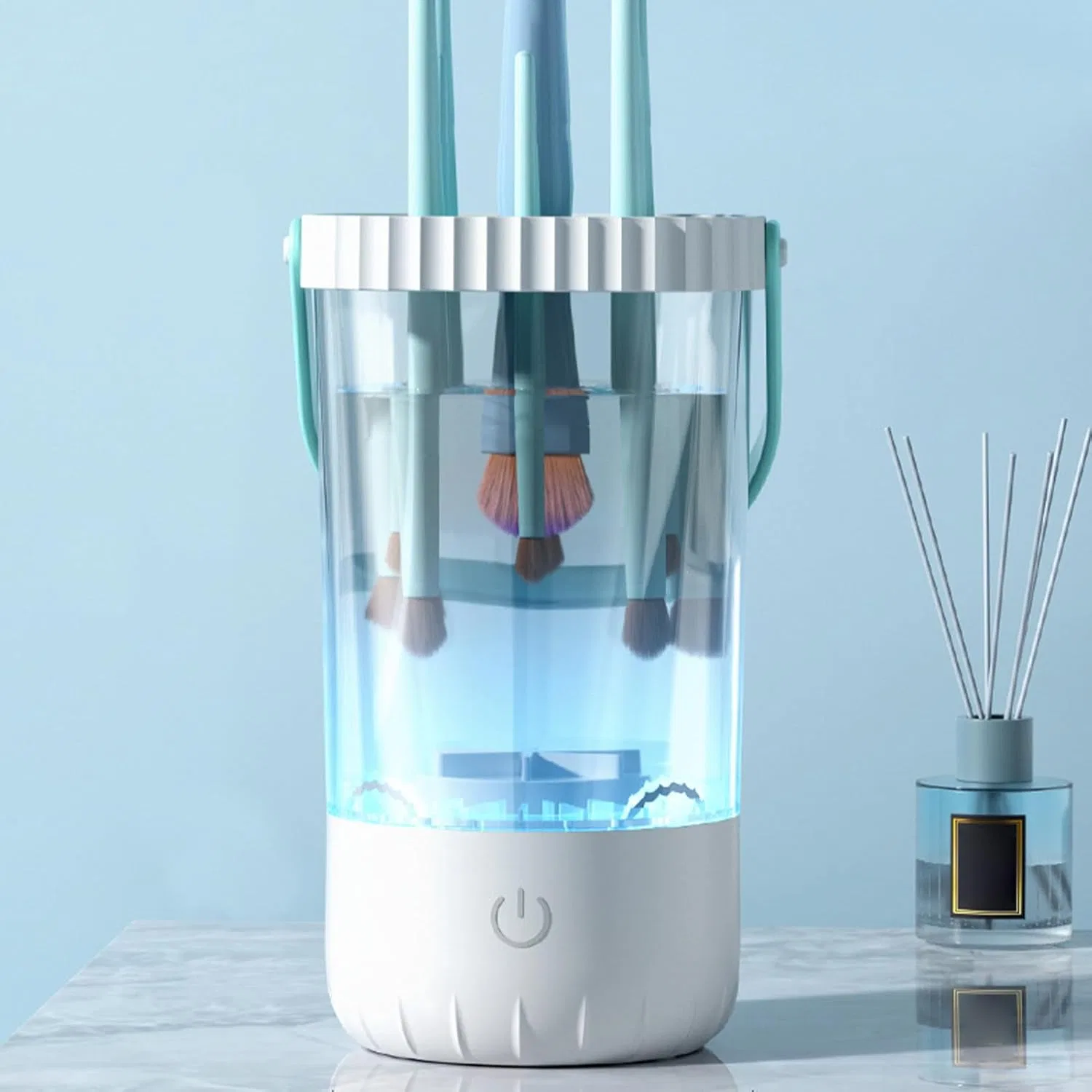 Автоматический очиститель кистей для макияжа, USB, белый — фото 3