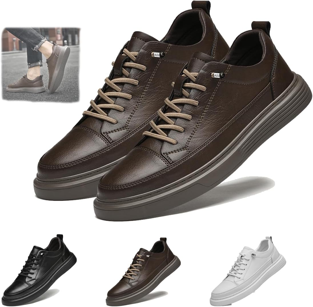 

Замшевые кроссовки для мужчин, повседневные кроссовки из кожи, мягкие для ходьбы, противоскользящие, дышащие, для вождения, легкие кеды, комфортные кожаные скелетные кроссовки Generic, коричневый