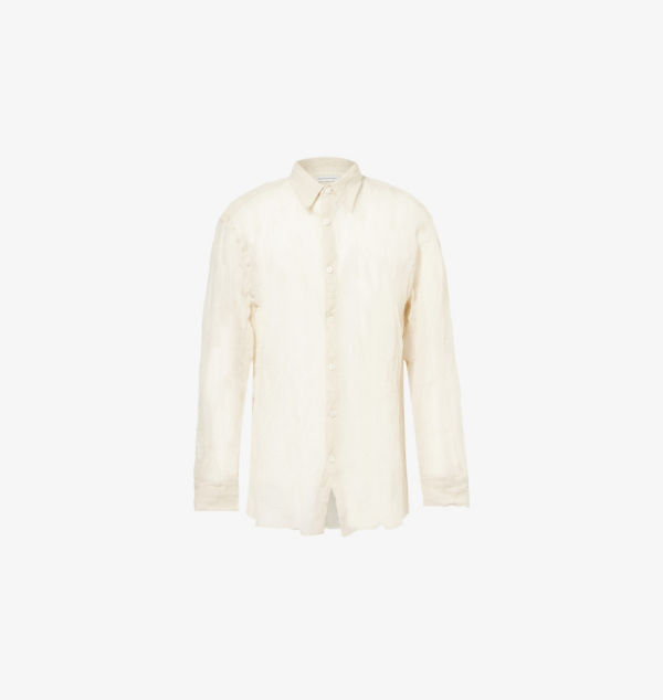 

Рубашка Croom прямого кроя из хлопковой смеси с жатой текстурой Dries Van Noten, бежевый