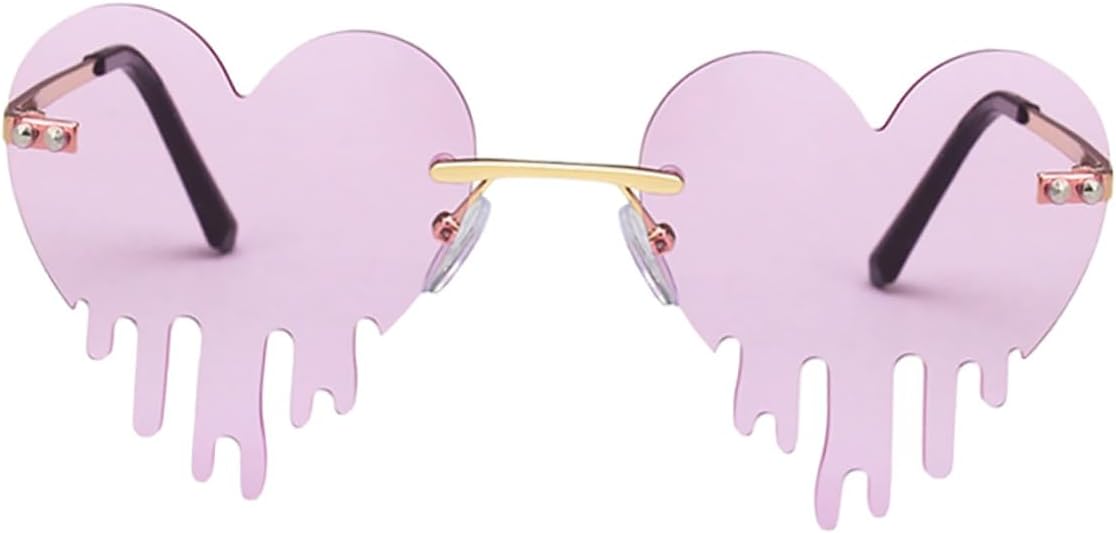 

Женские солнцезащитные очки без оправы в форме сердца, фиолетовые очки без оправы в форме капель, креативные солнцезащитные очки для пляжа и вечеринок Hemobllo, Purple