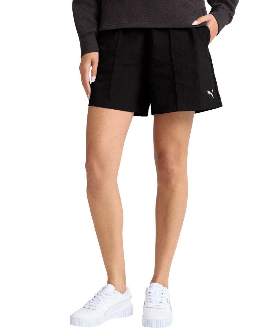 

Женские базовые тканые шорты свободного кроя с защипами Puma, Puma Black