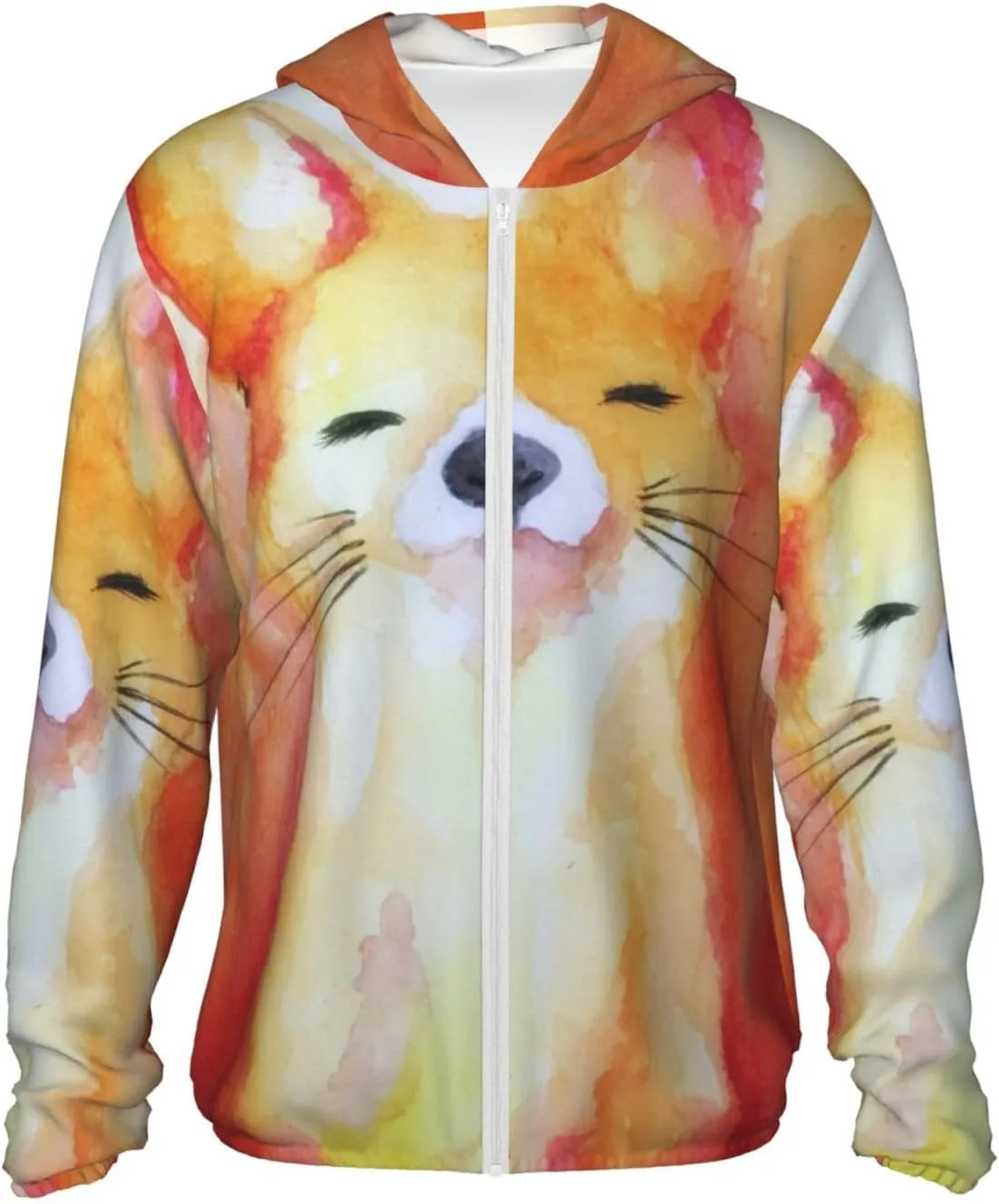 Толстовка с капюшоном для защиты от солнца Orange Cat, с длинным рукавом, легкая спортивная, на молнии, для мужчин и женщин