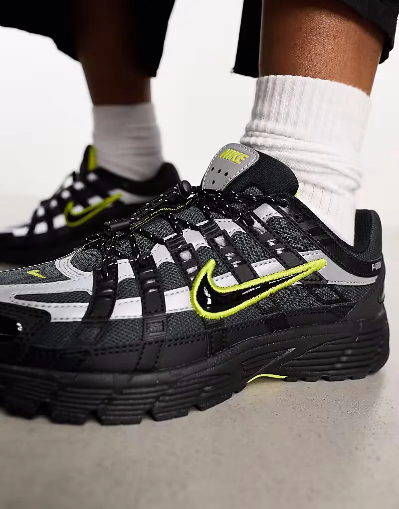 Унисекс кроссовки Nike P-6000 в черно-зеленом цвете — фото 4