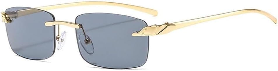 

Винтажные уникальные солнцезащитные очки без оправы с леопардовым принтом, прямоугольные, женские, конфетных цветов, с прозрачными линзами, мужские солнцезащитные очки LXLHWN, Golden Gray