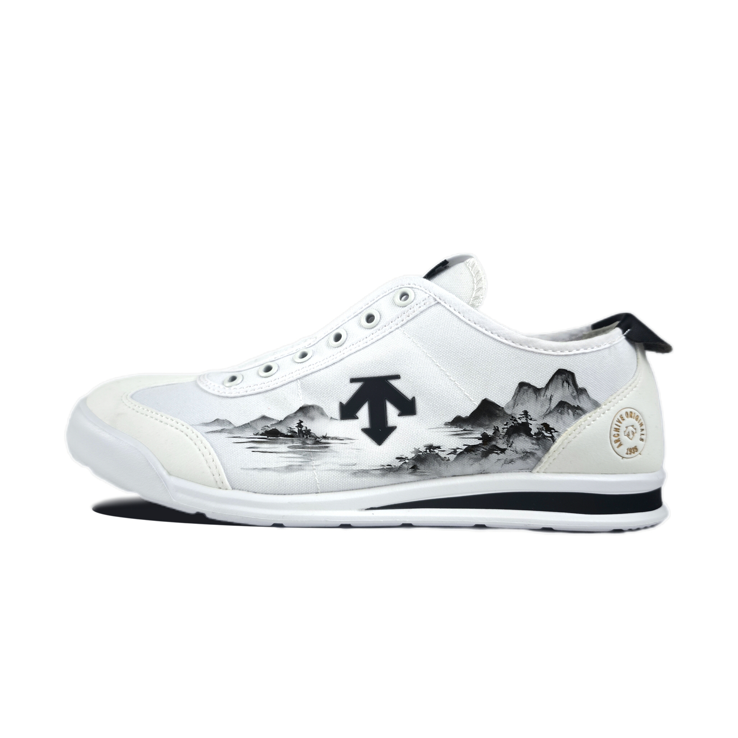 

Cron Tempo Ink Wash Landscape Износостойкие скейтбордные кроссовки унисекс Descente, белый