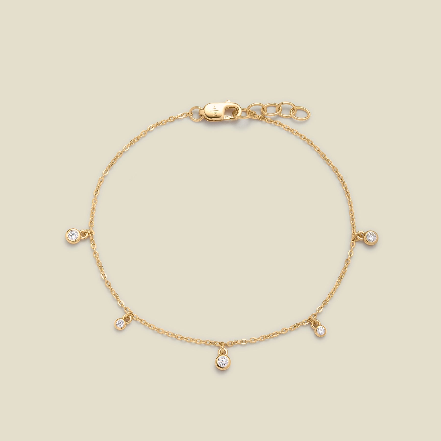 

Плавающий браслет с фианитами и маками Made By Mary, Gold Vermeil