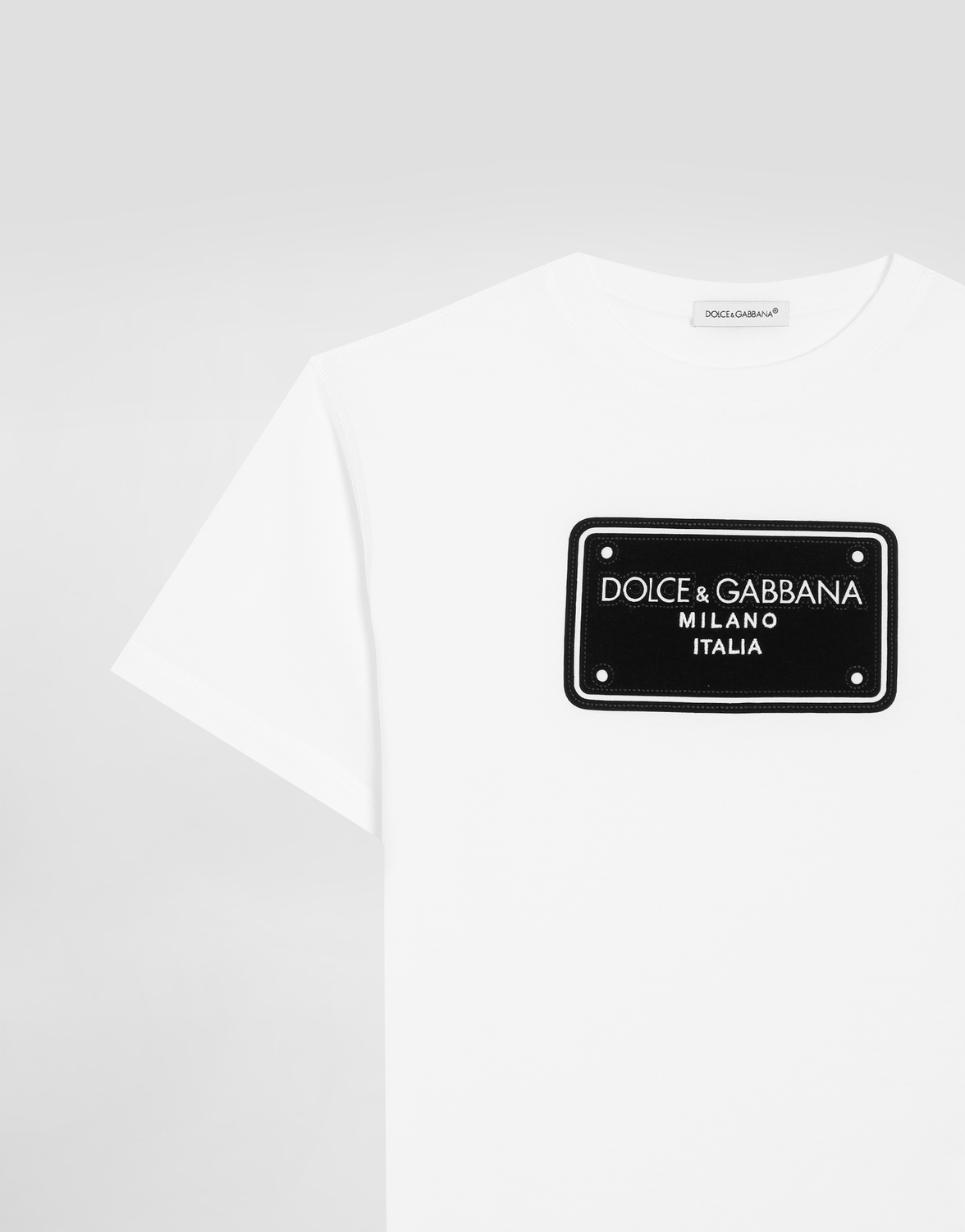 Футболка из джерси с логотипной нашивкой Dolce&Gabbana, белый — фото 3