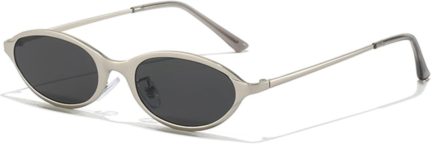 

Солнцезащитные очки Bullabulling в стиле ретро, ​​маленькие овальные, для женщин и мужчин, модные солнцезащитные очки 90-х, узкие, в стиле Y2K, дизайнерские солнцезащитные очки, Silvery