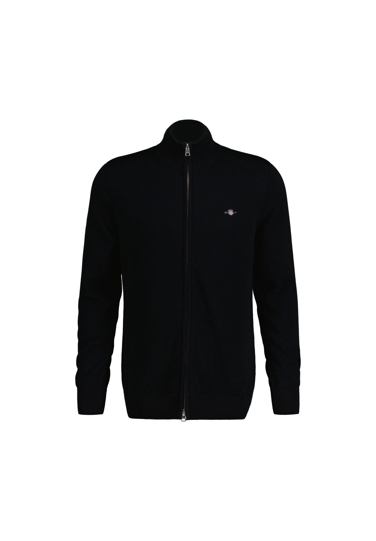 

Кардиган мужской - CASUAL COTTON ZIP CARDIGAN, воротник стойка, хлопок GANT, черный