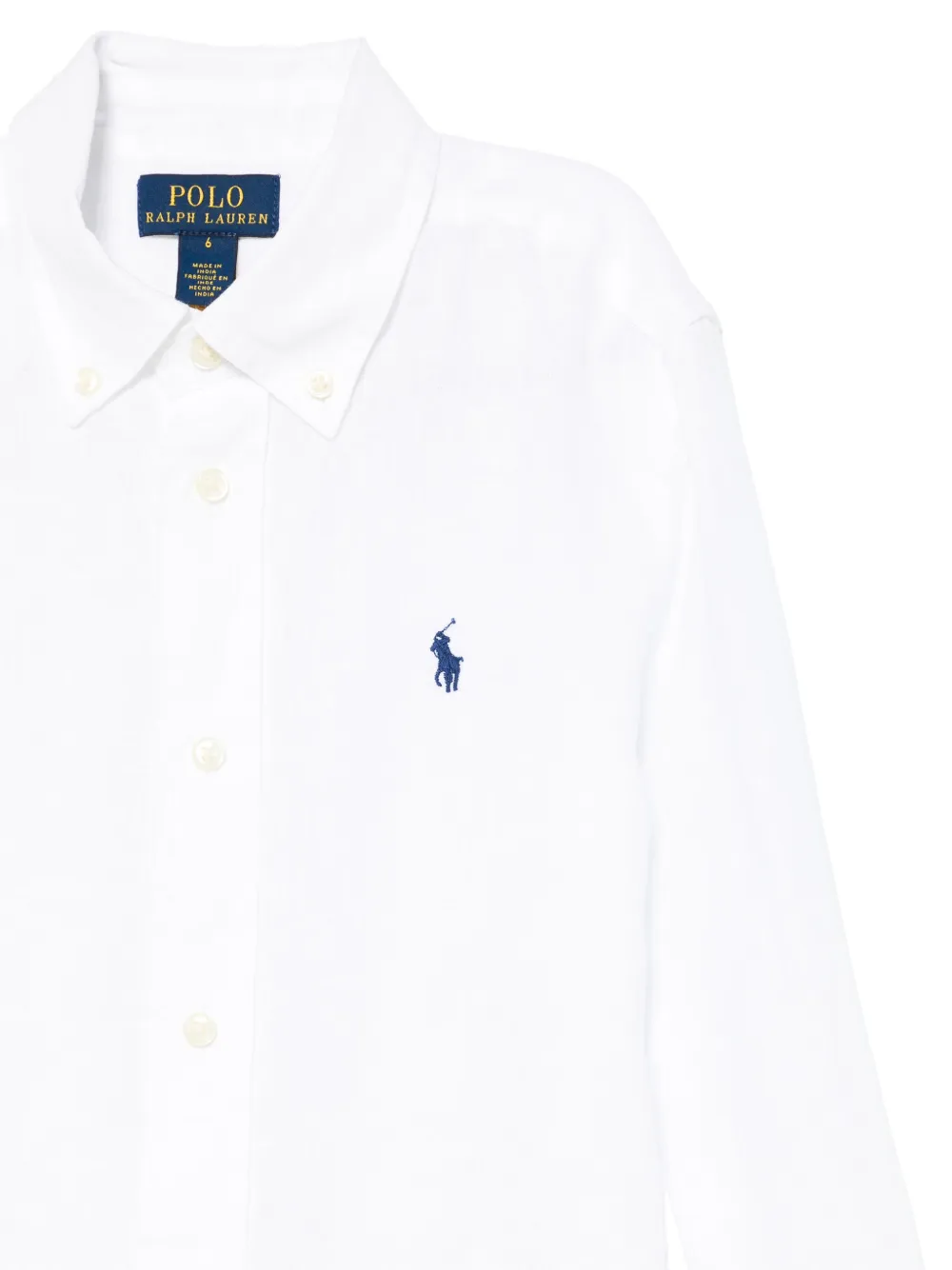 Льняная рубашка POLO RALPH LAUREN KIDS, белый — фото 3