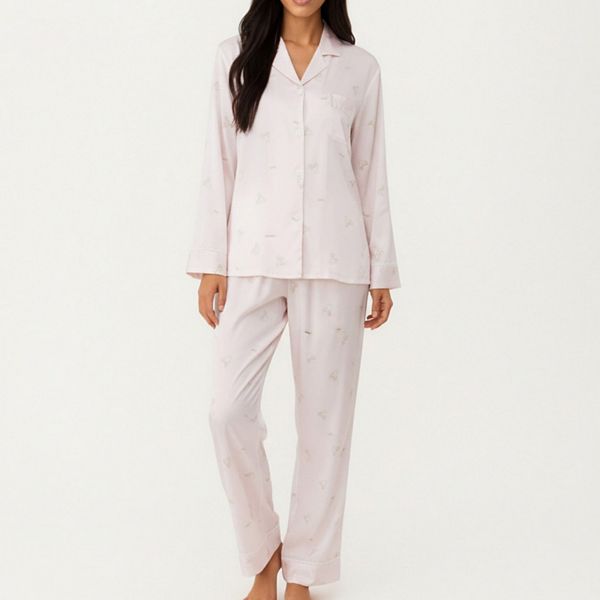 

Женский комплект из 2 предметов: пижамная блуза на пуговицах с принтом и брюки на резинке Anna-Kaci, Pink
