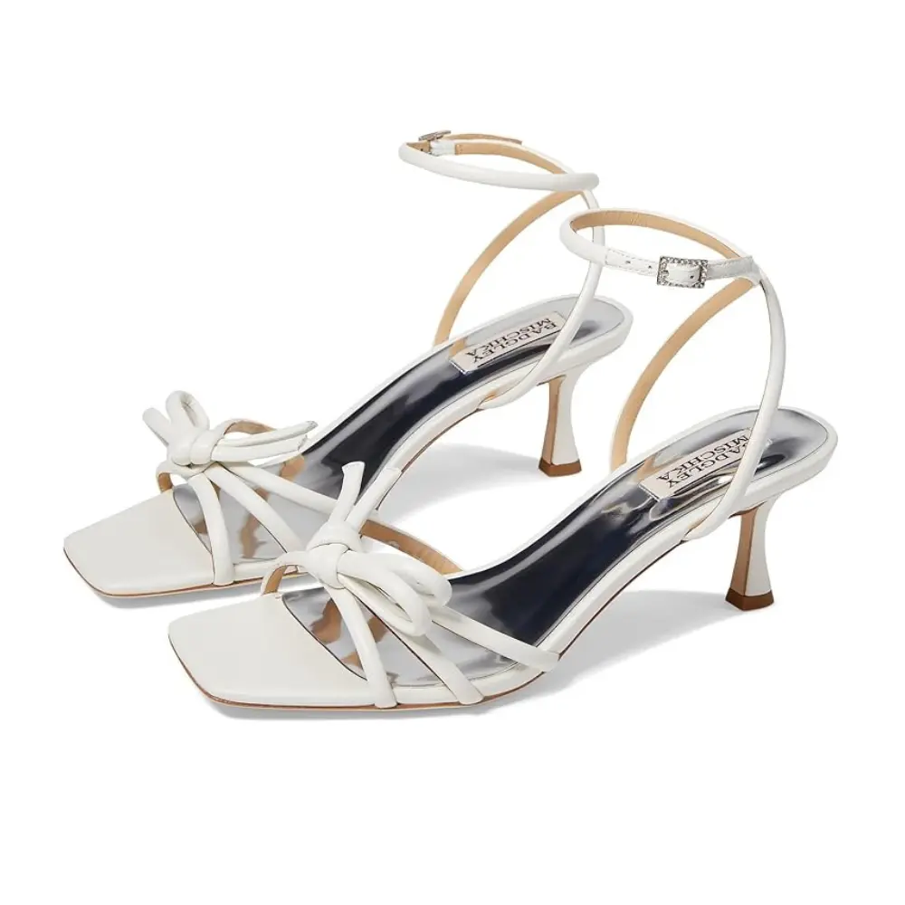 Женские босоножки Badgley Mischka Loyalty MP7223 с узлом 7,5 и каблуком-рюмочкой KHD2511, белый