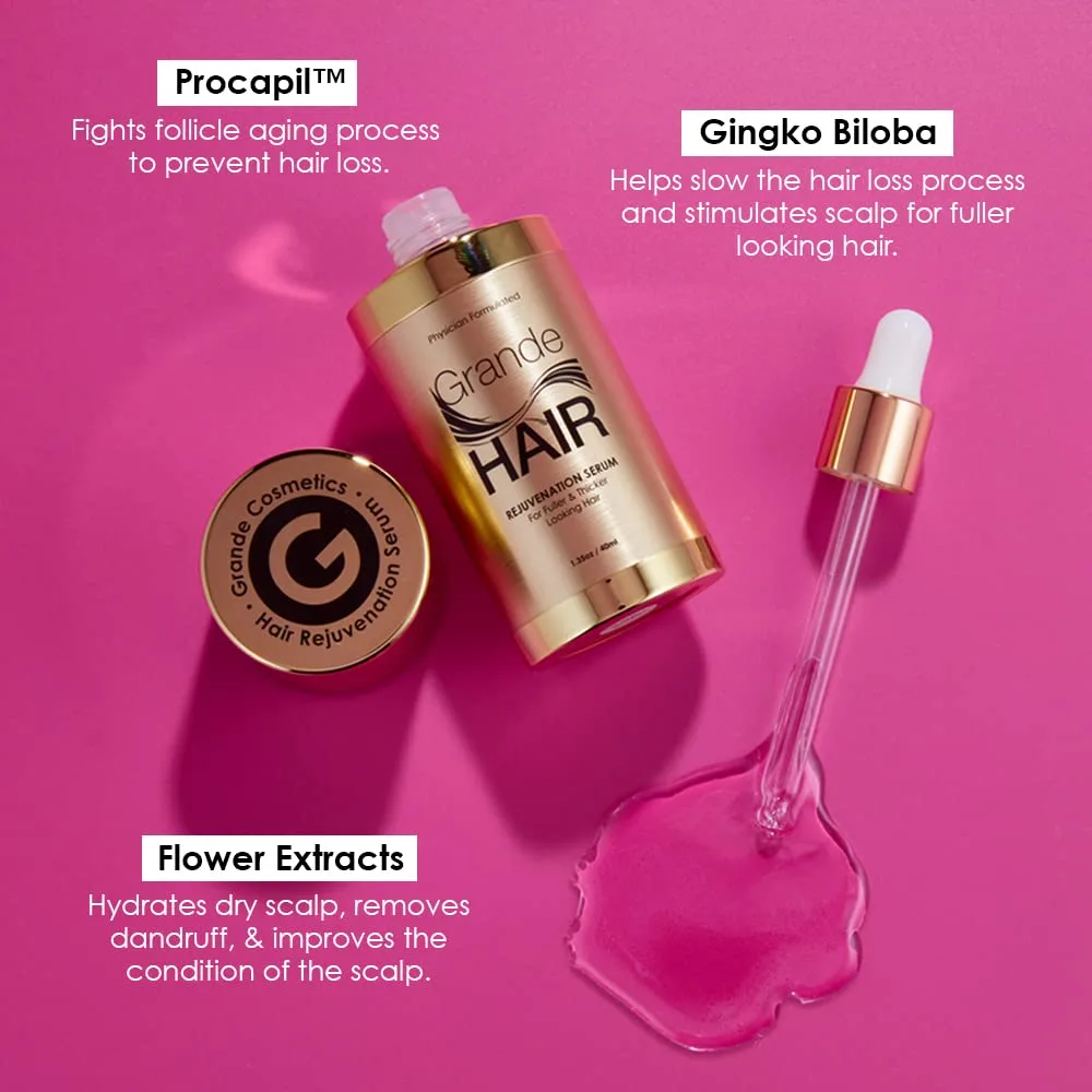 Сыворотка для роста волос GrandeHAIR от Grande Cosmetics для мужчин и женщин, способствует увеличению густоты тонких волос, безопасна для окрашенных волос. 20,1 мл (1 шт.) — фото 3