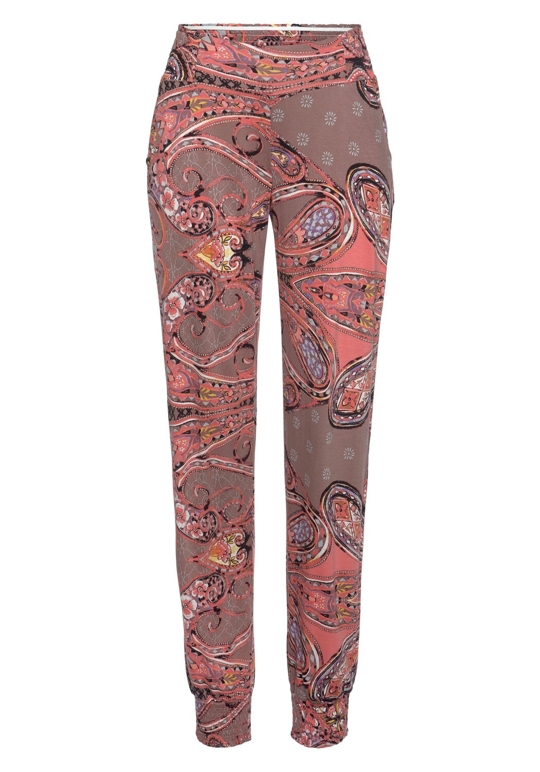 

Брюки LASCANA Jerseyhose, цвет taupe-koralle-bedruckt