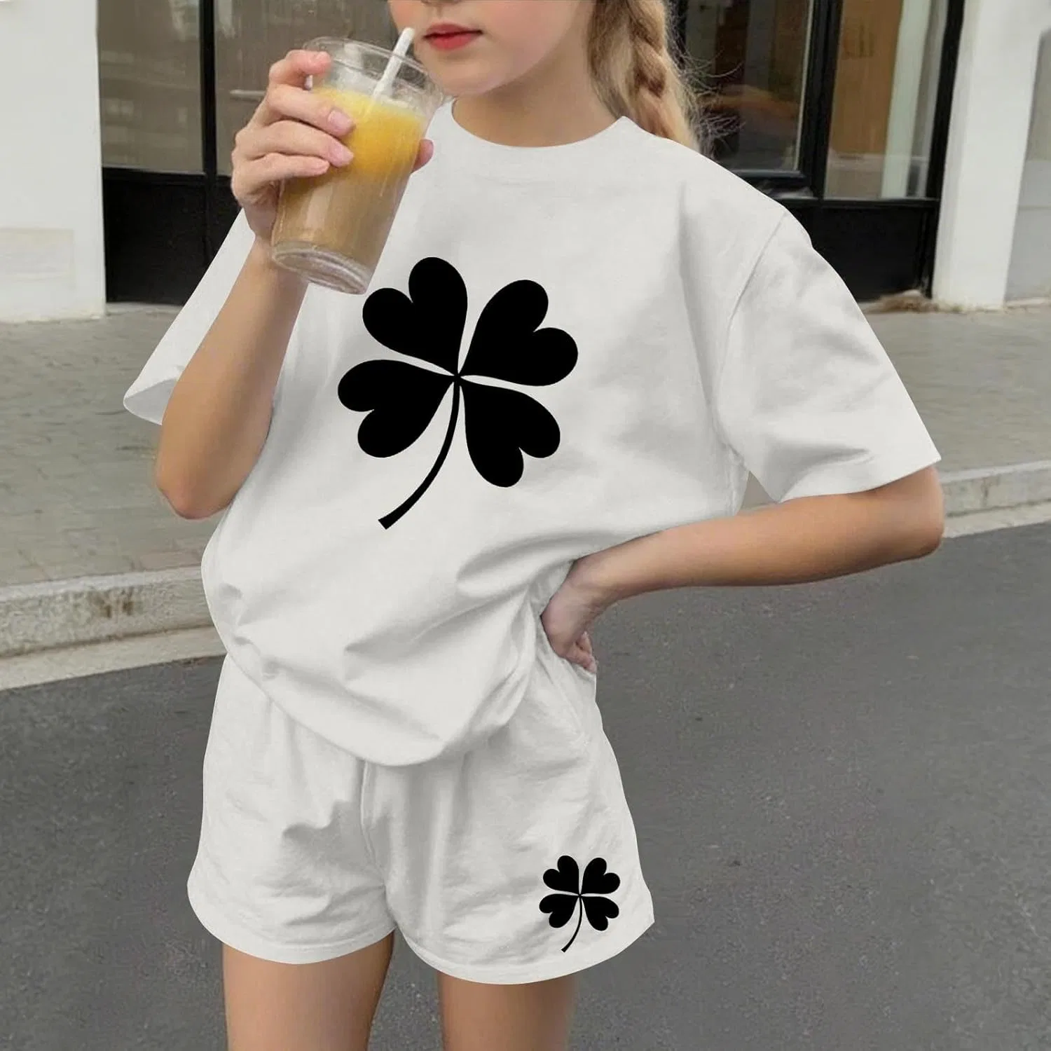 Детский спортивный костюм с принтом Shamrock Zzalalana, 2 предмета, White — фото 3