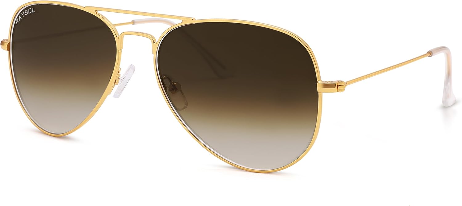 

Солнцезащитные очки-авиаторы RAY SOL с настоящими стеклянными линзами для женщин и мужчин, классическая металлическая оправа, защита от ультрафиолета UV400, Gold Frame/Gradient Brown Lens
