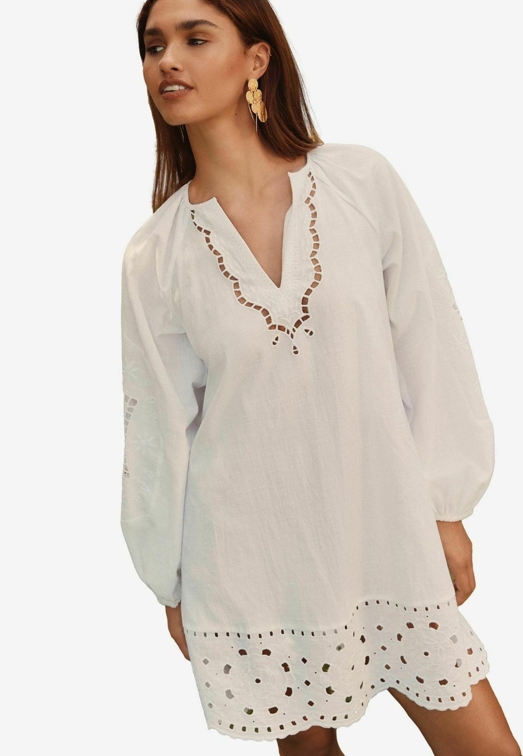 

Повседневное платье TALL FIT - LONG SLEEVE BRODERIE SUMMER Next, белый