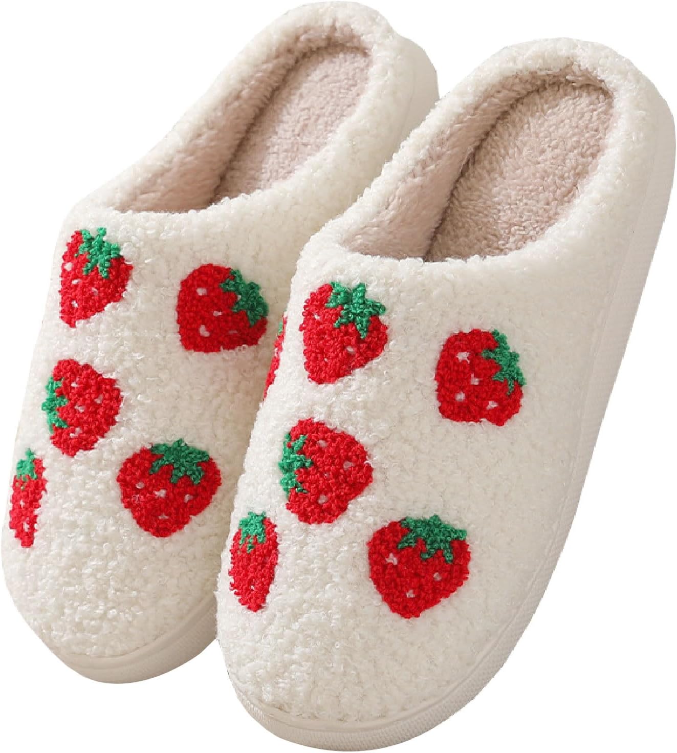 

Мультяшные тапочки для женщин и мужчин, милые, уютные, плюшевые, теплые тапочки на дома и улицу, «Встретимся в полночь», клубника, гриб, злые глаза, сердечки-любовь V Opxin, Strawberry