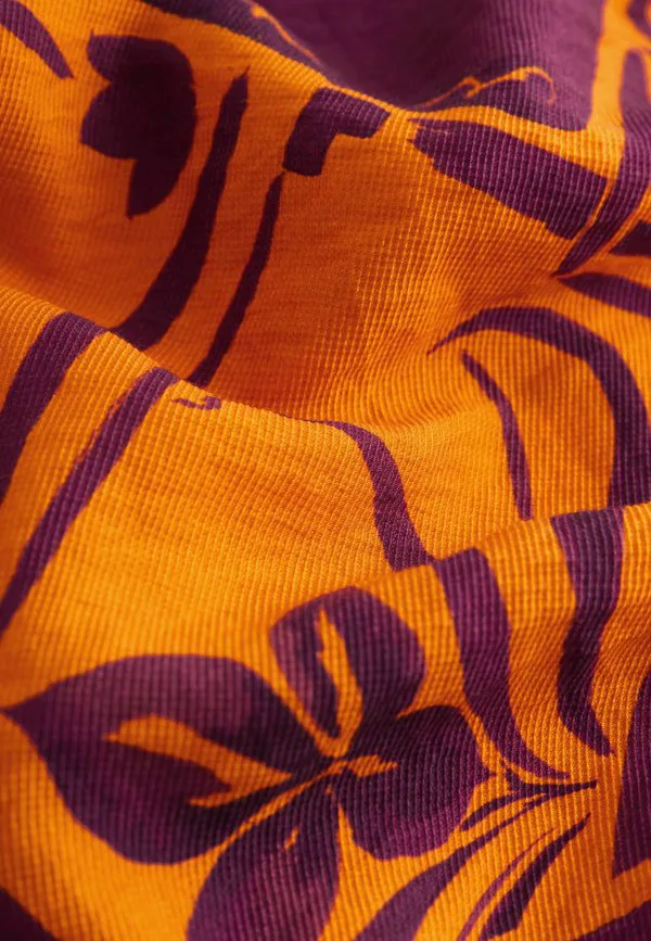 Блузка прямого кроя с коротким рукавом в курортном стиле на пуговицах Next, Orange Burgundy Border Print — фото 3