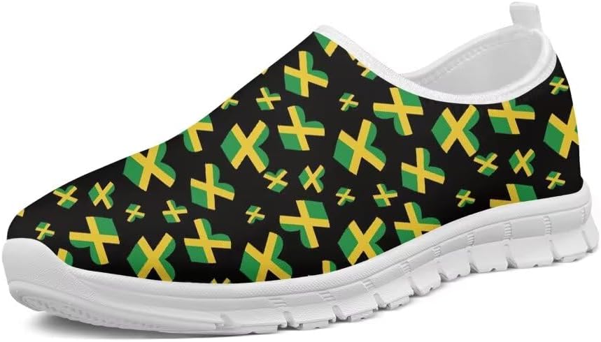 

Женские лоферы Forchrinse Fire Running Horse без шнурков, мужские легкие прогулочные кроссовки, мягкие и удобные модные кроссовки для бега, тенниса, работы и путешествий, Jamaican Flag