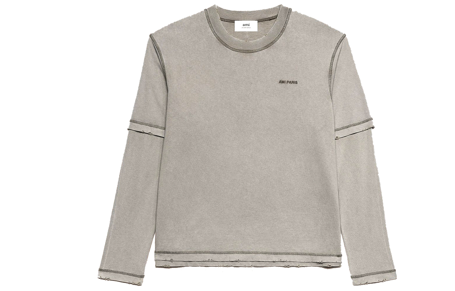 

Ami Paris худи с вышитым логотипом и слоями AMIPARIS, серый