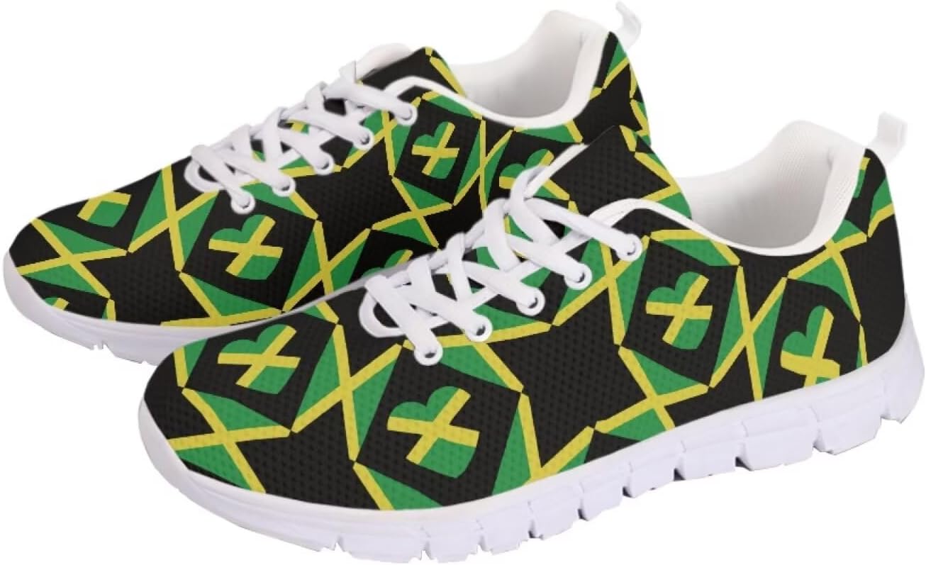 

Кроссовки с американским флагом для прогулок, кроссовки на 4 июля, повседневные беговые кроссовки для фитнеса на День независимости Getelinseng, Jamaica Flag