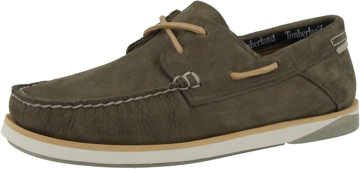 Timberland мужские лодочные туфли Atlantic Break, коричневые, Olive — фото 4