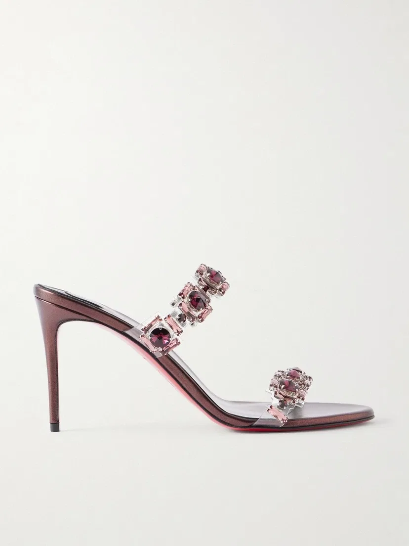 Босоножки Just Jewel 85 из ПВХ и металлизированной кожи с отделкой Christian Louboutin, бордовый