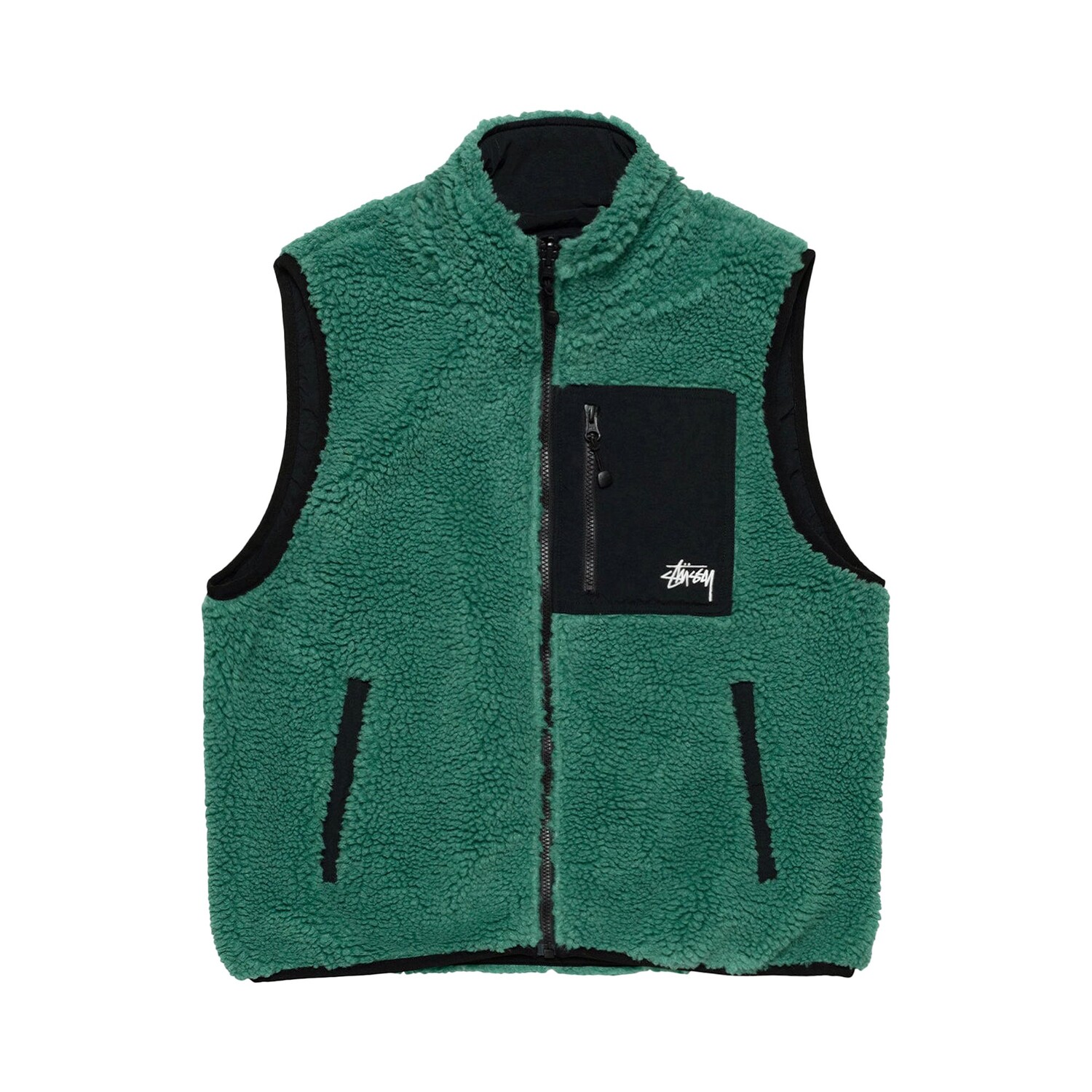 

Двусторонний жилет Stussy Sherpa, темно-бирюзовый