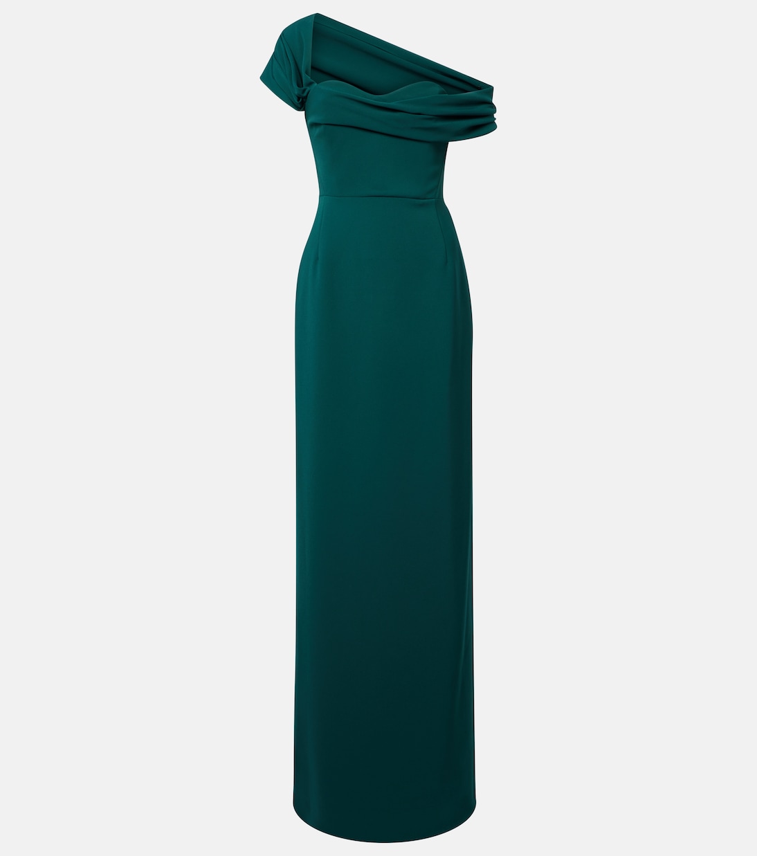 

Платье из крепа с цветочным принтом и открытыми плечами Carolina Herrera, Pine Green