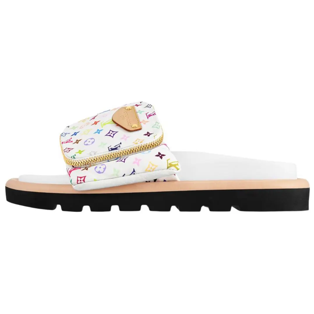 LOUIS VUITTON Женские тапочки-слайды Takashi Murakami x Pool Pillow Comfort, белые
