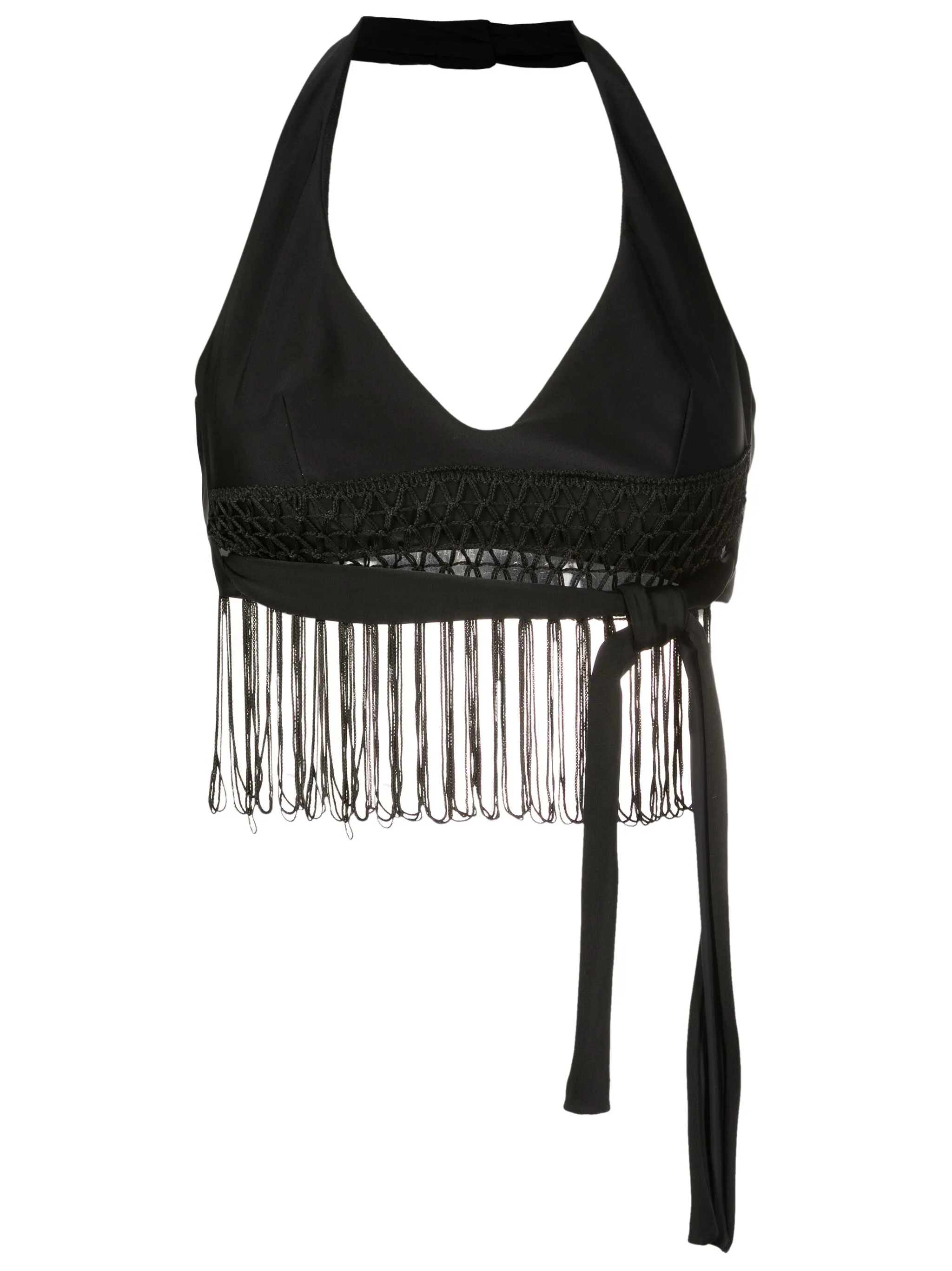 

Топ с V-образным вырезом и отделкой в технике макраме Amir Slama, черный