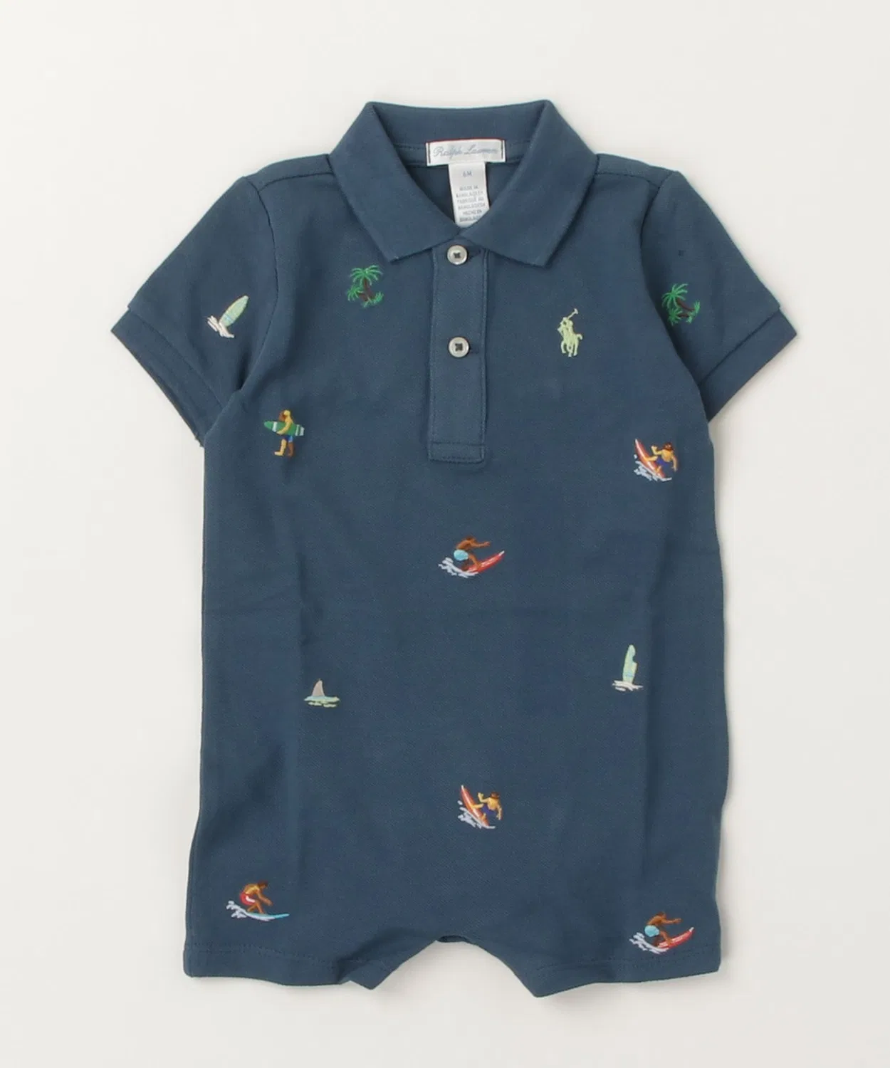 Поло-платье из хлопкового меха с вышивкой, Ralph Lauren, темно-синий — фото 4