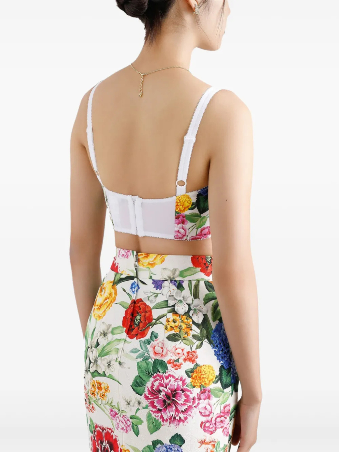Dolce & Gabbana укороченный топ с цветочным принтом, белый — фото 3