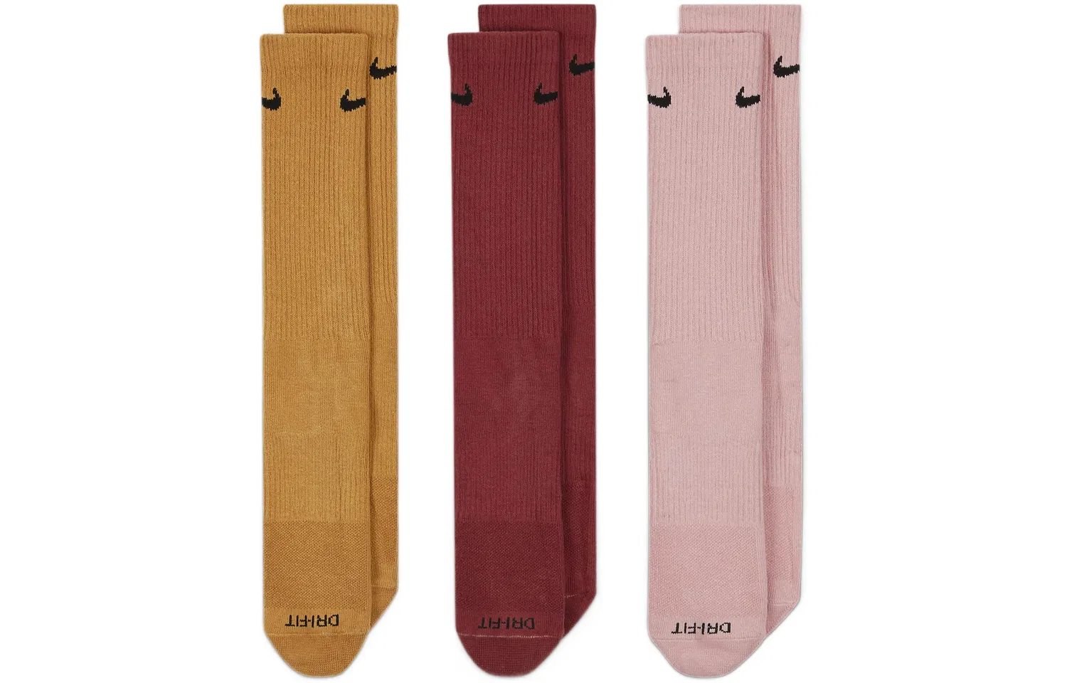 Носки мужские высокие Nike 3 пары розовый/кедрово-красный/пшенично-желтый