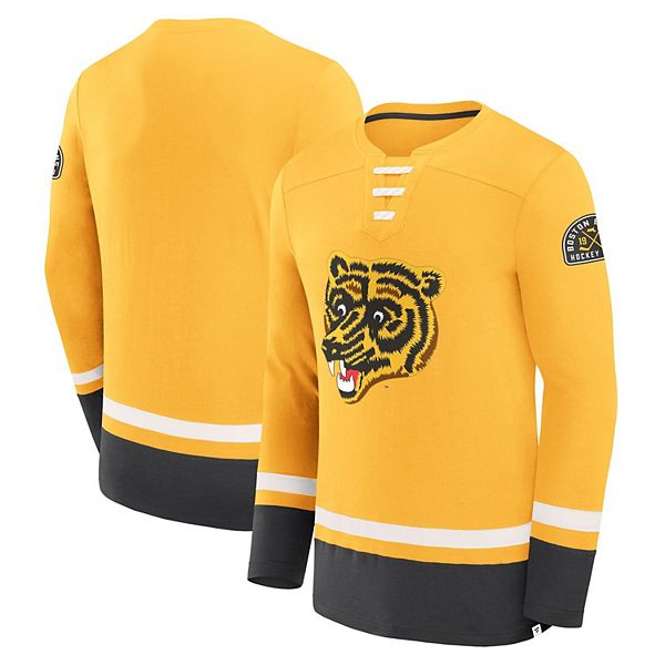 

Мужская футболка с длинным рукавом Boston Bruins Vintage High Point золотистого цвета Fanatics
