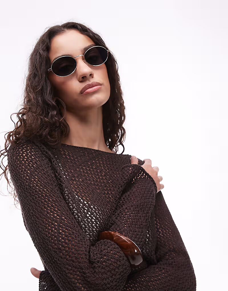 

Солнцезащитные очки Mango в металлической оправе золотого цвета