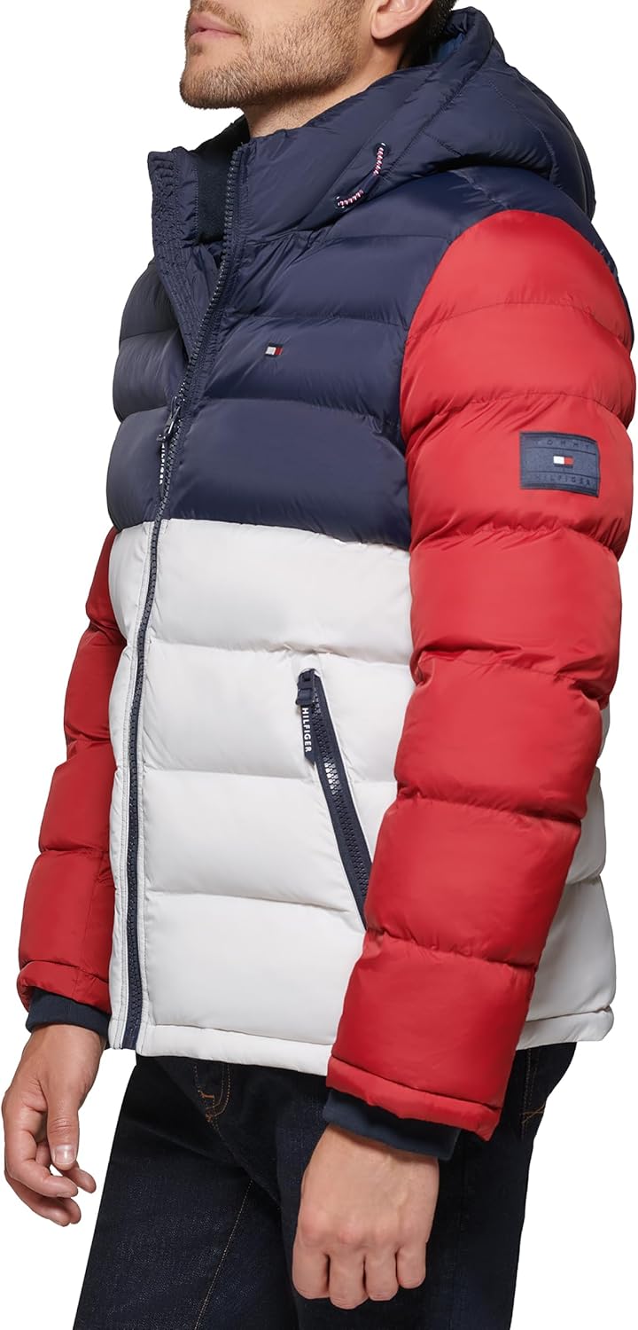 Мужская стеганая куртка с капюшоном Tommy Hilfiger (стандартная и для больших и высоких), Navy/Red/Ice — фото 2