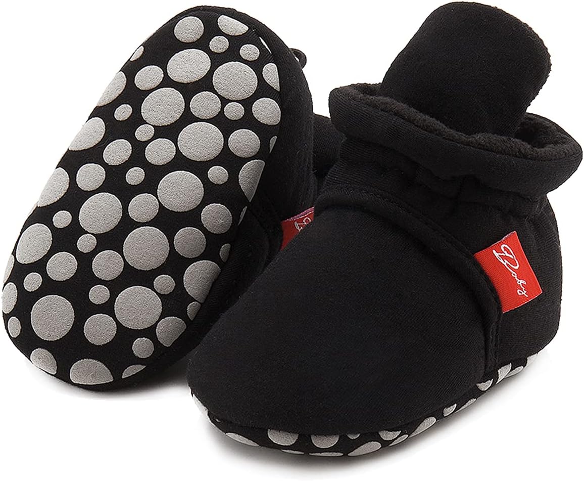 

Ohsofy Новые детские хлопковые пинетки, держатся на ножках, зимние теплые мягкие обувь, нескользящие ботиночки для малышей, тапочки для кроватки, A-Black/
